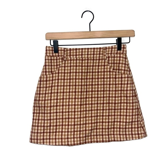 LULU’s Sycamore Brown Plaid Mini Skirt Size XS - Picture 2 of 11